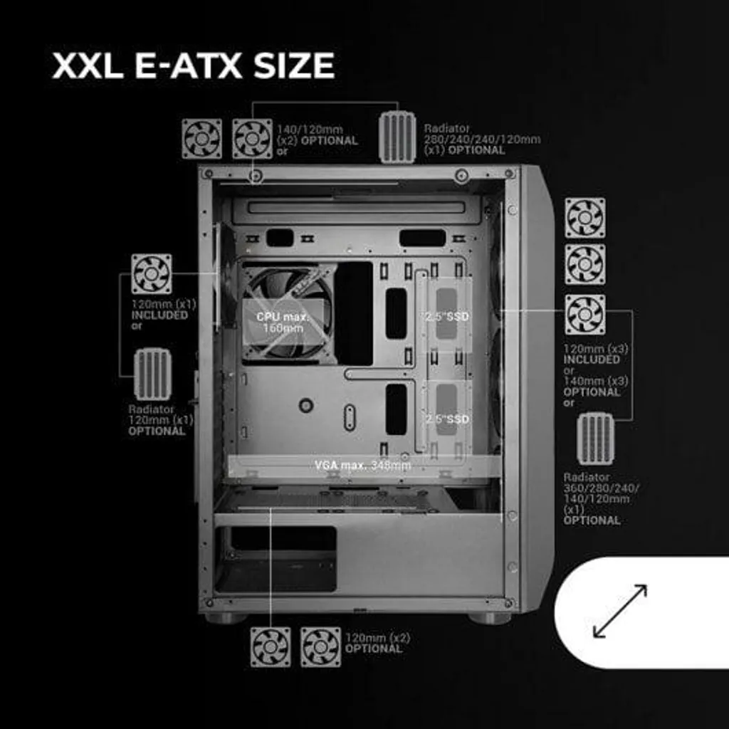 Boîtier PC MC-PRO2 Mars Gaming - Refroidissement Optimal et Design Mesh - 7