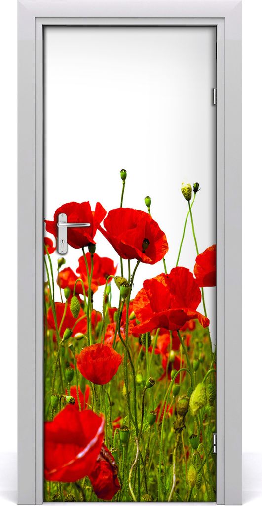 Tulup Türaufkleber 75x205 cm Dekorative Aufkleber Selbstklebend Wasserdichte Tapete Abnehmbar Schlafzimmer Wohnzimmer Wohnkultur - Feld Mohn