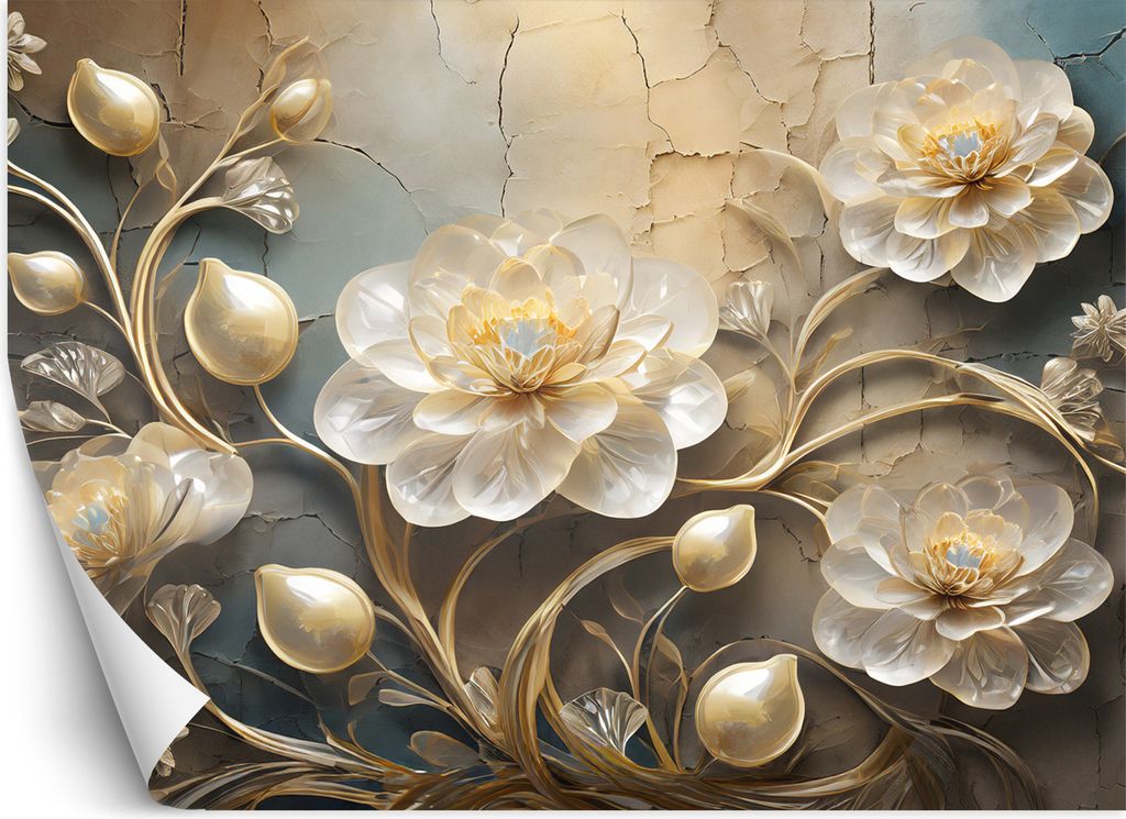 Vlies fototapete Blumen Gold Glamour 200x140 cm Feeby Gold inkl. Kleber einfache Montage
