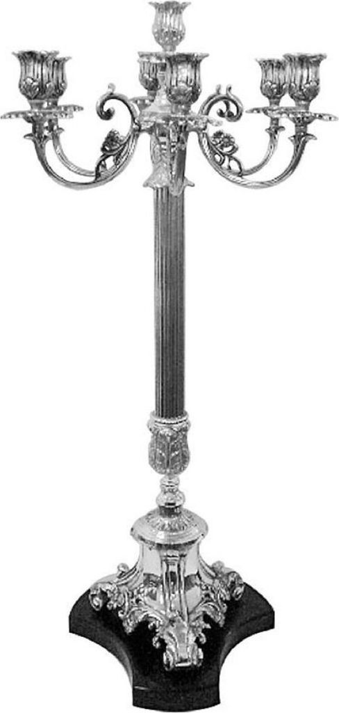 Casa Padrino Barock Kerzenhalter Silber / Schwarz 38 x 38 x H. 88 cm - Aluminium Kerzenständer im Barockstil - Barock Deko Accessoires