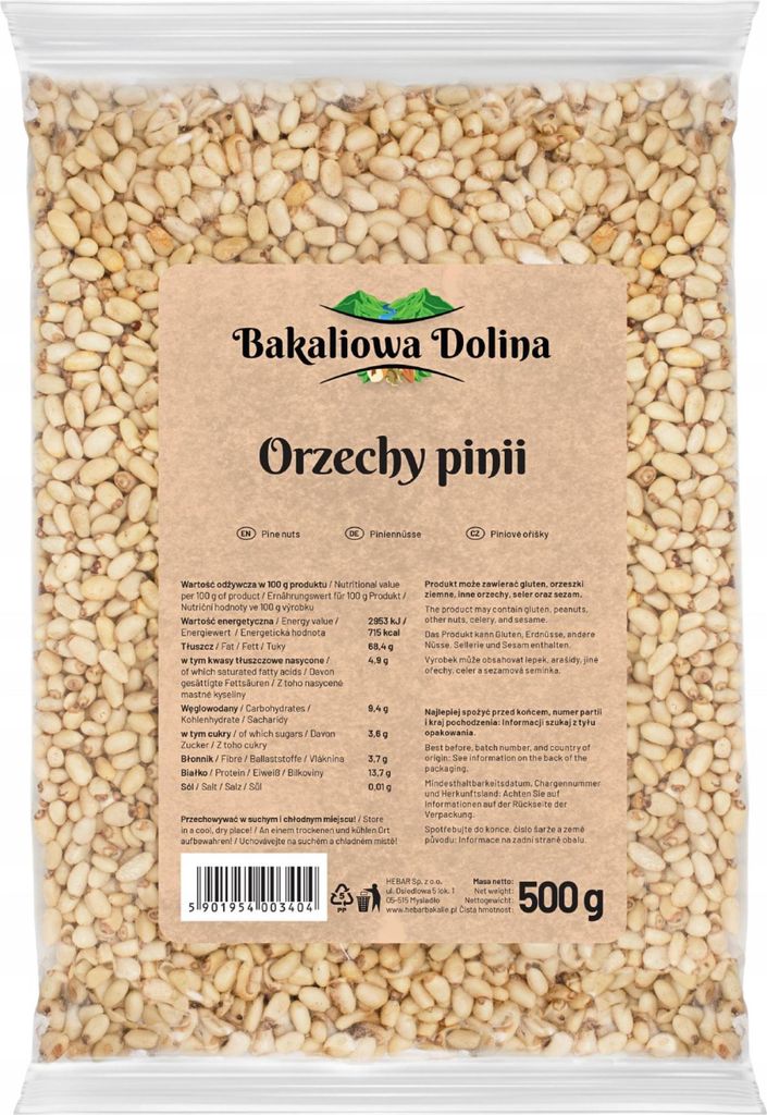Piniové oříšky 500 G - Přísada do salátů - Základ pro pesto Obrázek produktu 