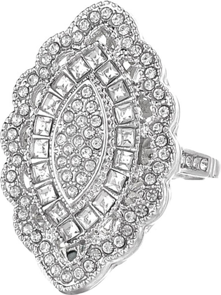 Eleganter Marquise-Form-Strass-Intarsien-Hochzeitsfeier-Frauen-Charme-Schmuck-Ring-Weiß,US 8