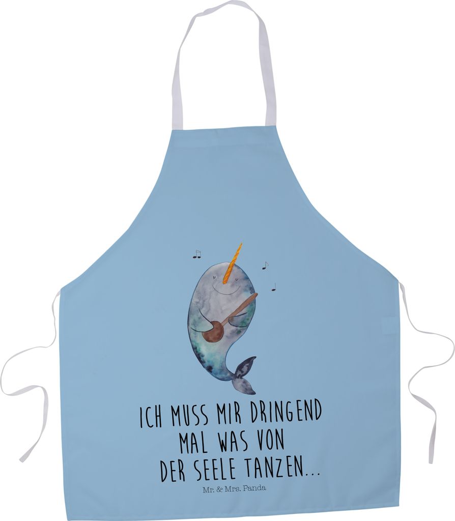 Mr. & Mrs. Panda Kochschürze Narwal Gitarre - Blau Pastell - Geschenk, Meer, Grill Schürze, Grillschürze, Tanzen, Probleme, Küchenzubehör, Ges...
