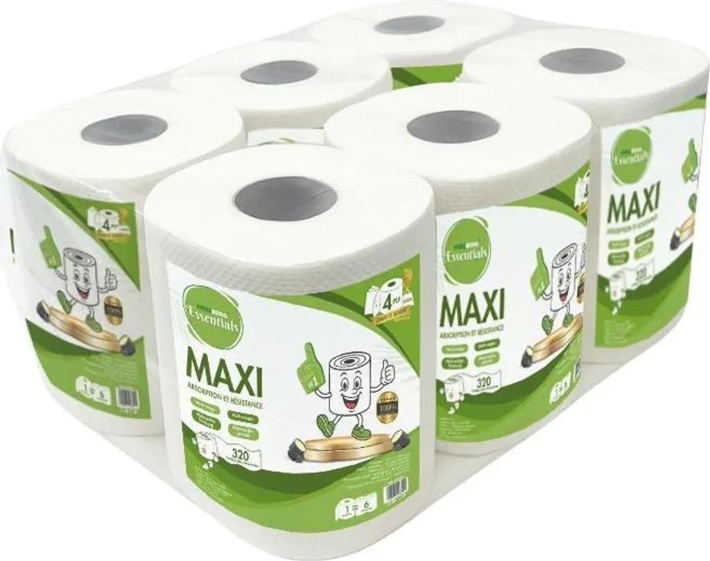 Fini le Papier qui se Déchire : Essuie-tout 4 Plis Absorbant Lot de 6