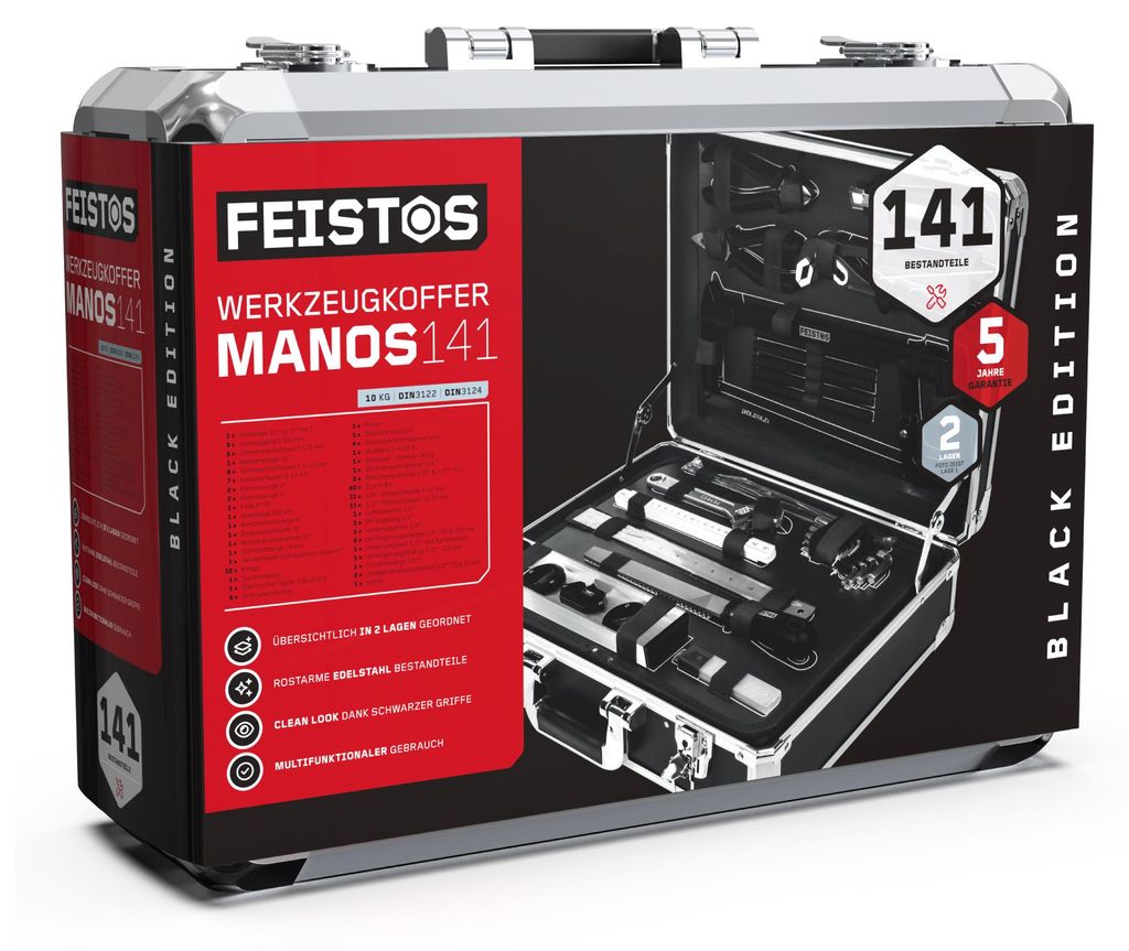 FEISTOS Manos 141 Metall Werkzeugkoffer bestückt 141 Teile