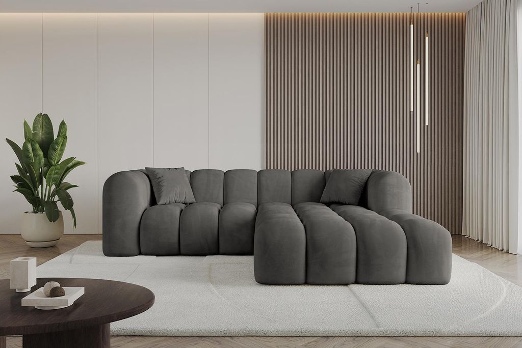 ALTDECOR Ecksofa in L-Form OLEA-L1 - 231x173x74 cm Dunkelgrau - Corner Sofa Bett Eckcouch Couch Wohnlandschaft Cauchsofa