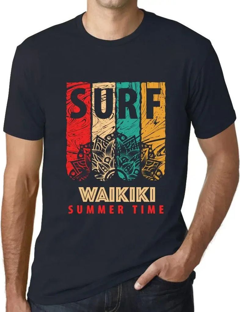Herren Grafik T-Shirt Sommerliches Surfen in Waikiki – Summer Time Surf In Waikiki – Öko-Verantwortlich Vintage Jahrgang Kurzarm Lustige Druck