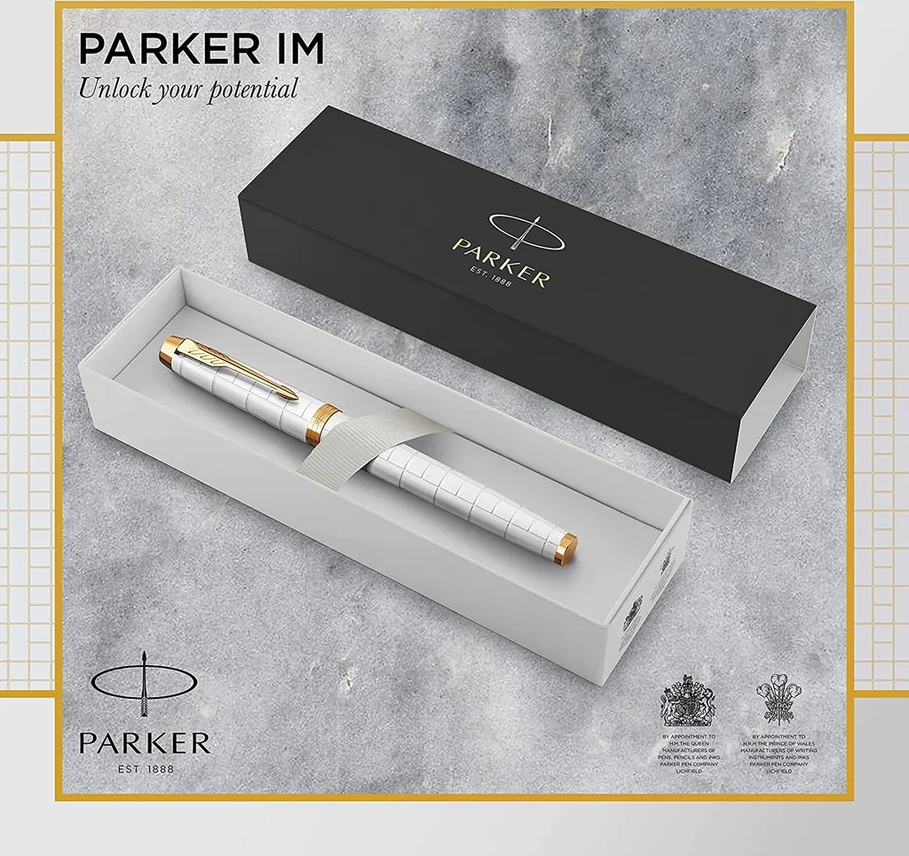 Stylo plume PARKER IM PREMIUM Pearl finition dorée ciselée luxe doré
