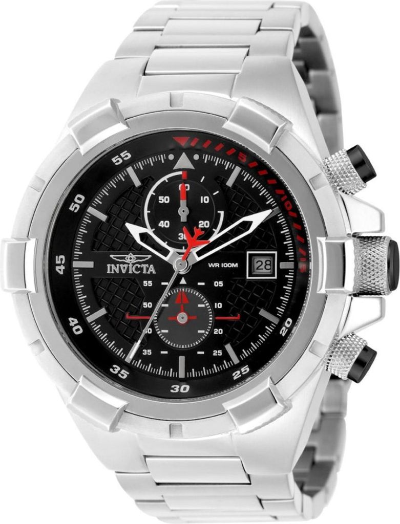 Invicta Aviator 49251 Herren uhr - Wasserdicht - Analog - Quarzuhrwerk - Edelstahl mit schwarzen zifferblat - 50mm
