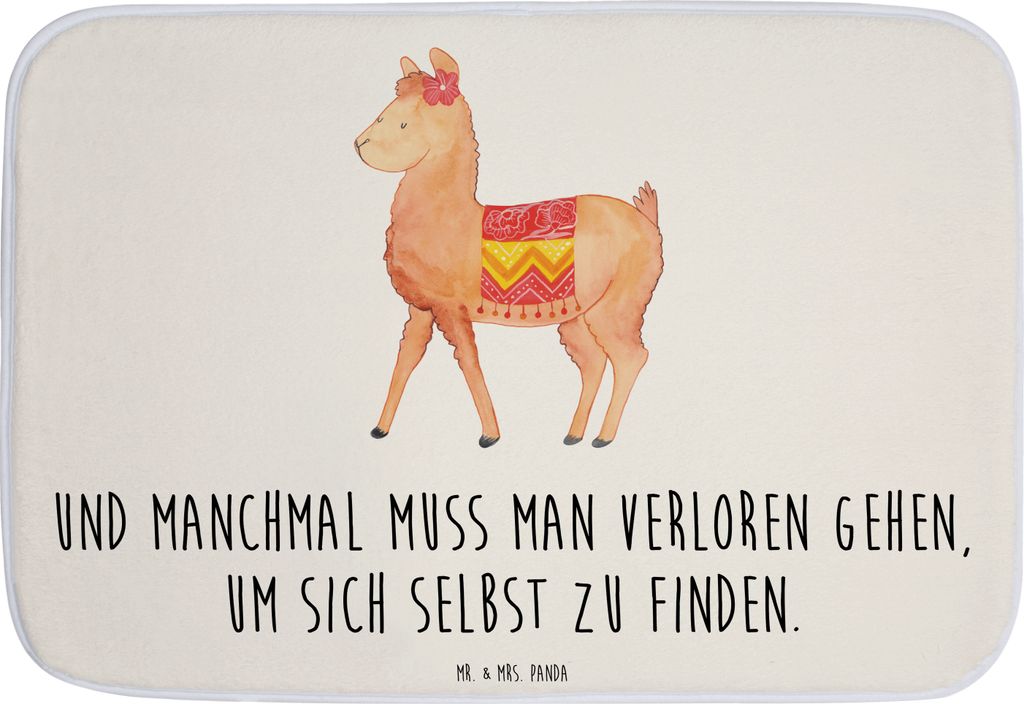 Mr. & Mrs. Panda Badematte Alpaka Stolz - Weiß - Geschenk, Badvorleger, Badezimmerteppich, duschmatte, Badteppich, bad läufer