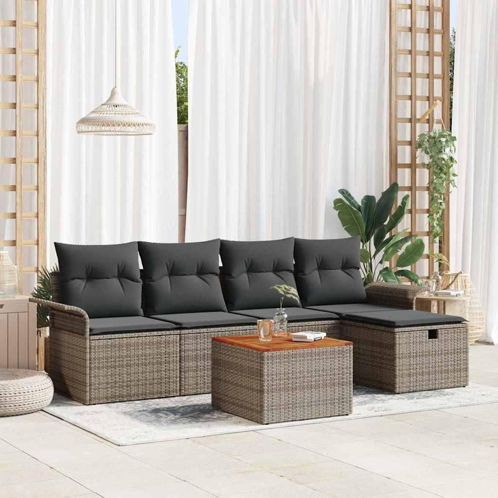 Maison Exclusive - Gartensofa-set mit Kissen mit Speicher 6 pcs Grau Poly Rattan