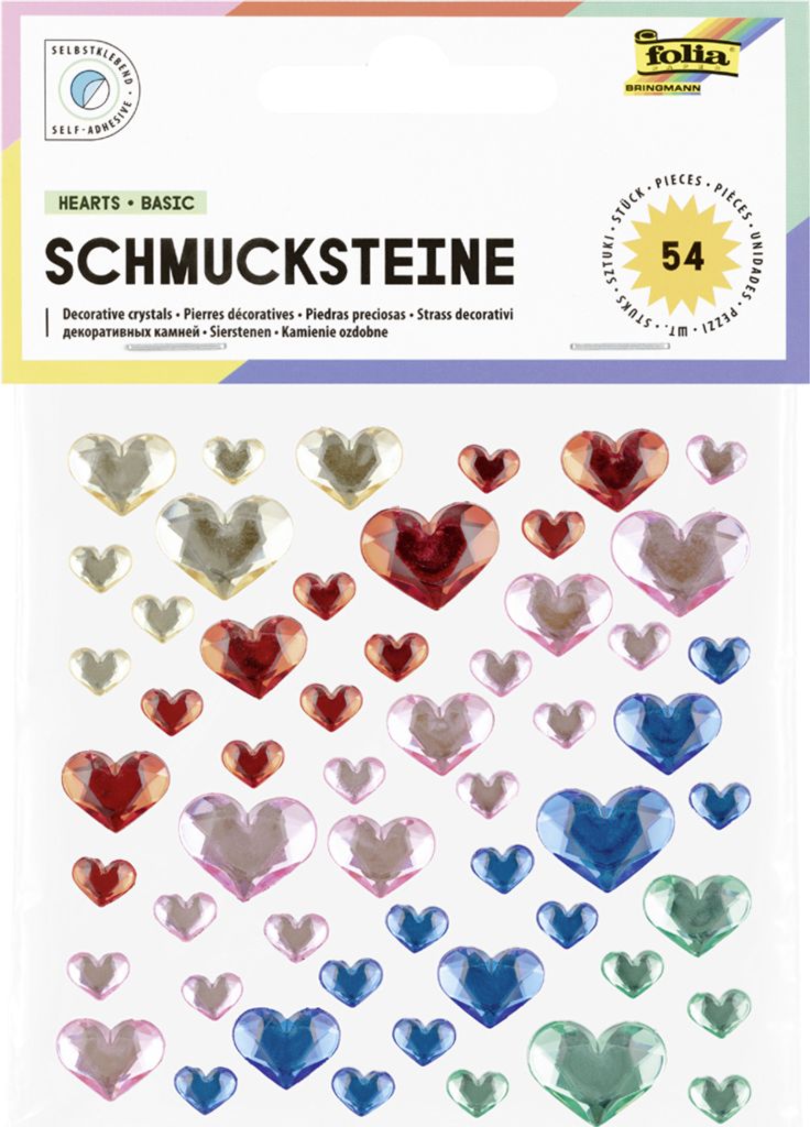 folia Schmucksteine HEARTS BASIC selbstklebend 54 Stück auf Produktbild 
