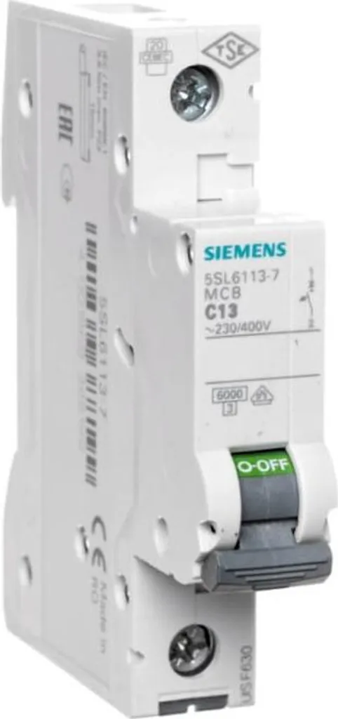 Disjoncteur Siemens 5SY6113-7 Phase Neutre 6kA Courbe C 13A 1 Pôle