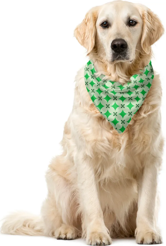 Accessorio Pet ABAKUHAUS: Bandana 40x40 Verde Foglie Vintage - Must Have