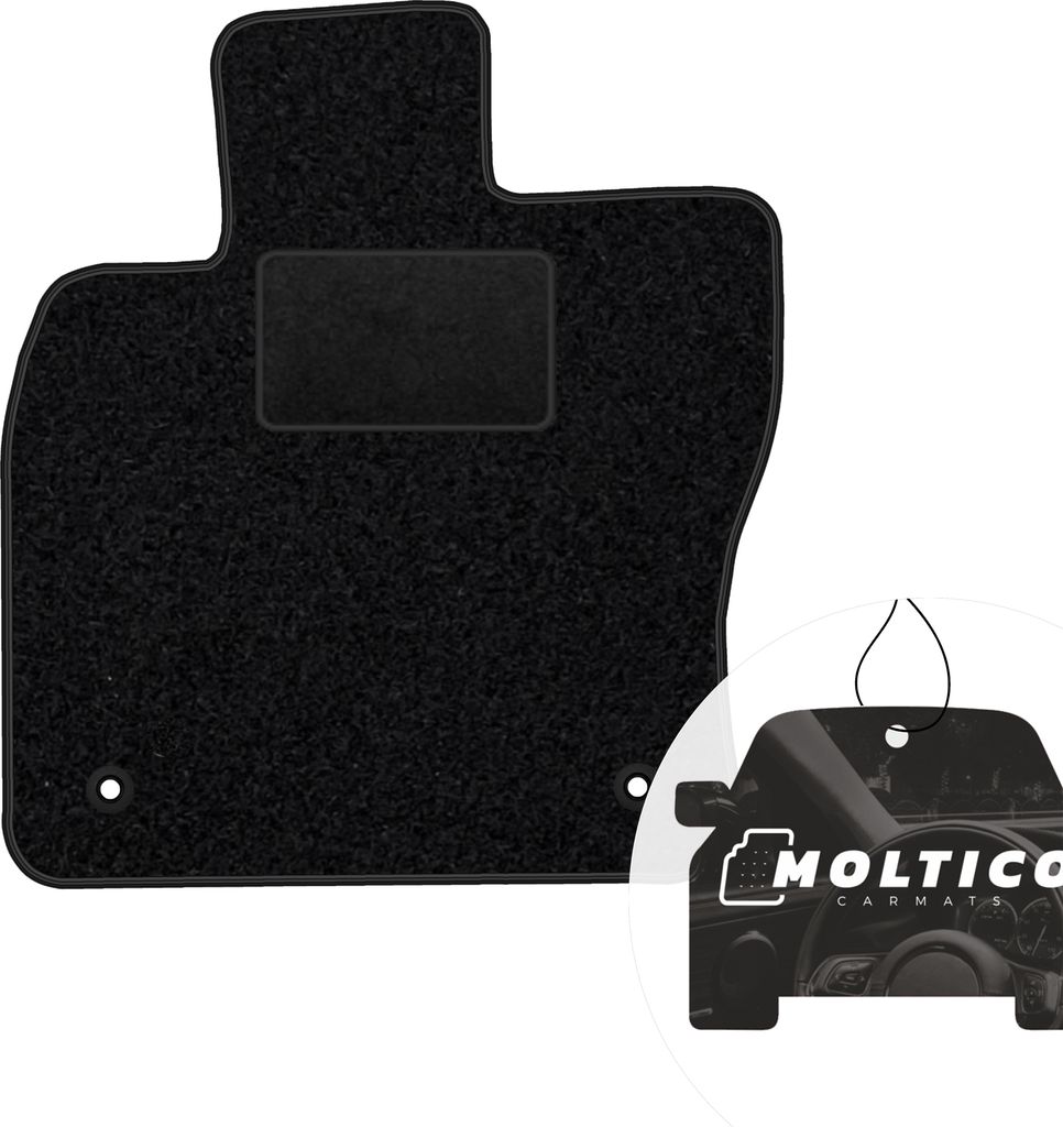 moto-MOLTICO Fahrer Fußmatte Auto Velours Fahrerseite Autoteppiche Schwarz Fahrermatte 1-teilig passend für VW T-ROC Seat Ateca Skoda Karoq ab 2017