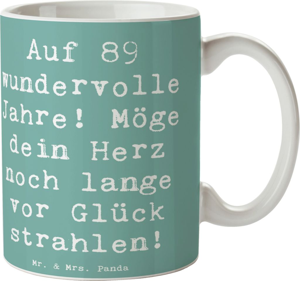 Mr. & Mrs. Panda Tasse mit Spruch Spruch 89. Geburtstag - Meeresbrise - Geschenk, Geburtstagsfeier, Familienfeier, wundervolle Jahre, Geburtstagsge...