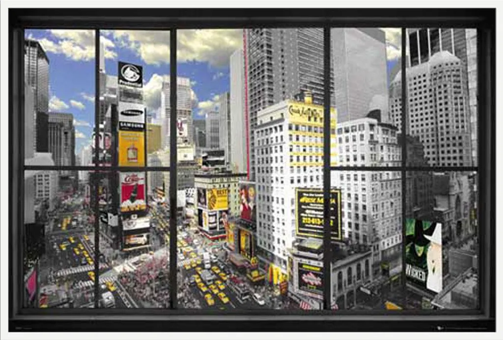 Décoration murale New York fenêtre cadre blanc Shinsuke pour salon chic