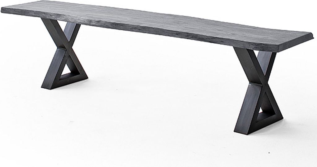 Esszimmer Sitzbank mit 180 cm Breite, Akazie massiv, grau sandgestrahlt - COSENZA-06