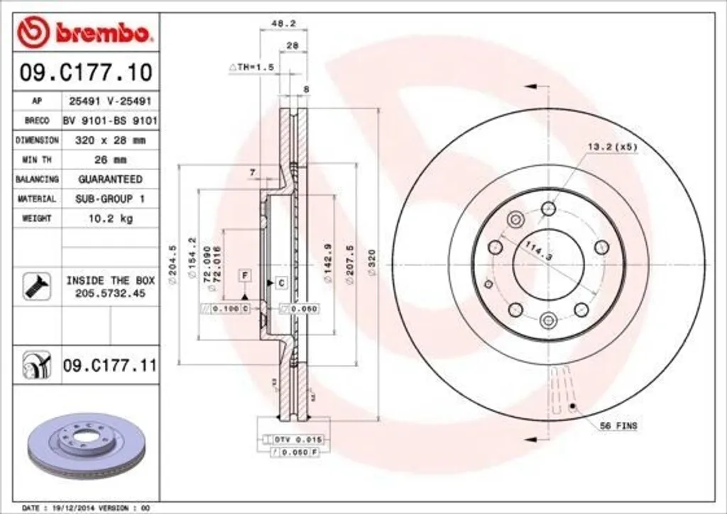 Supprimer vibrations freinage Mazda CX-9 avec Disque Brembo 09.C177.11 OE
