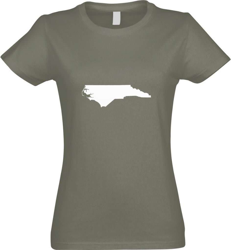 Kiwistar - T-Shirt tailliert - Damen - Olive - USA - Bundesstaat - North Carolina - mit Motiv Bedruckt - Funshirt Design - Sport - Freizeit - Damen...