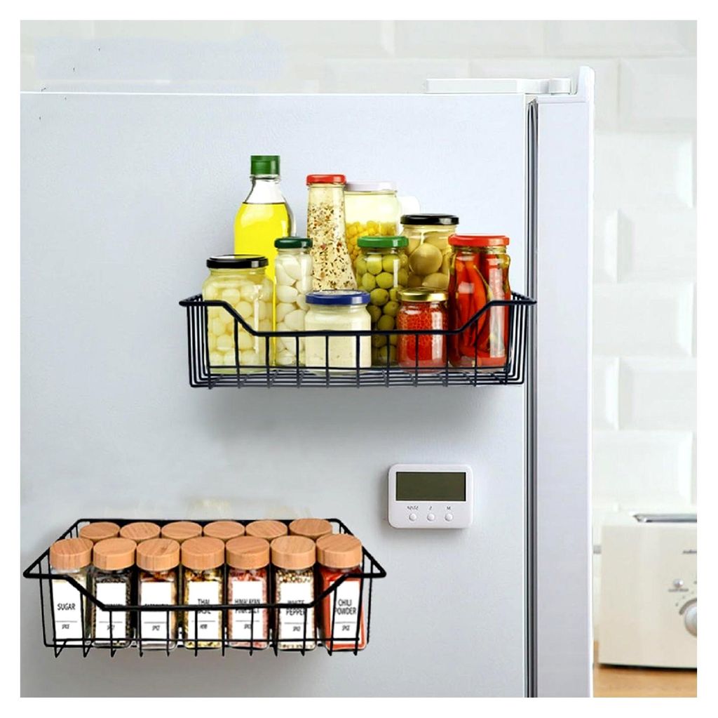 Magnetisches Gewürzregal, 4-teiliges Set Küchen-Organizer, erweiterbares und stapelbares Regal aus Metall