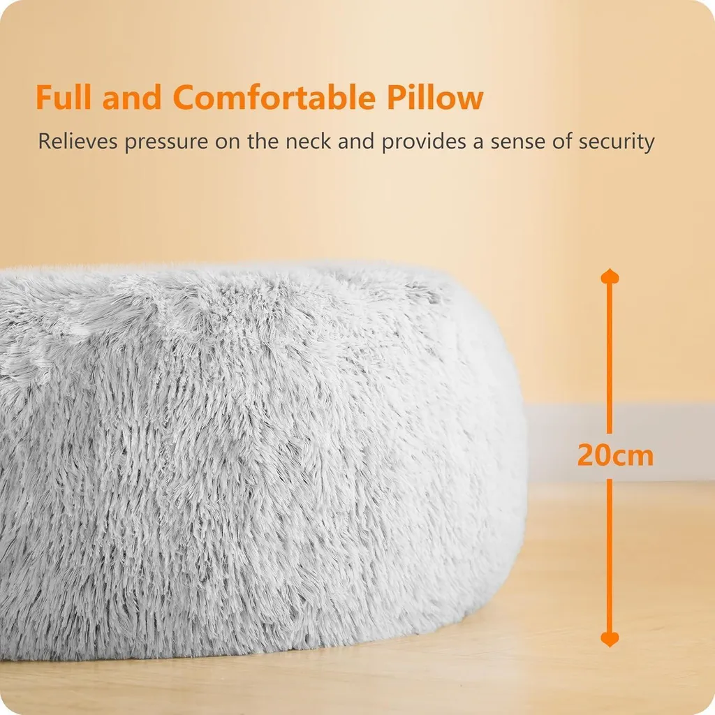 Coussin pour chien type donut gris clair corbeille douillette 70 cm
