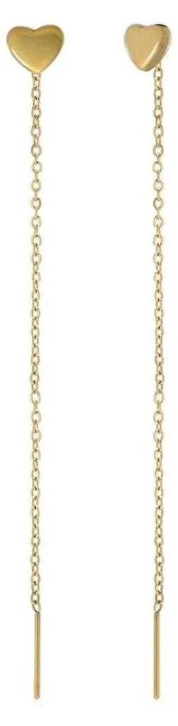 Boucles d'oreilles pendantes cœur et chaîne fine pour femme élégante