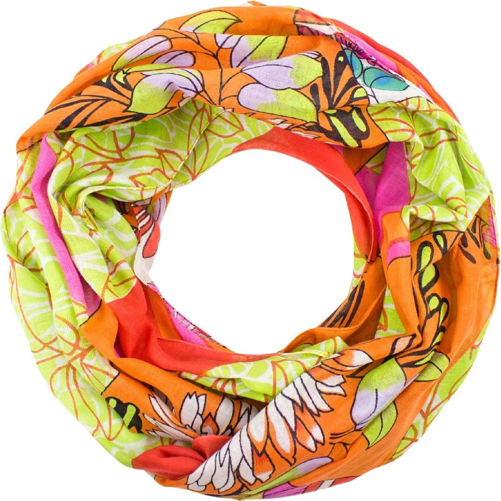 Sunsa Damen Loop Schal. Baumwolle Schlauchschal. Dünn Loopschal mit Blumendesign