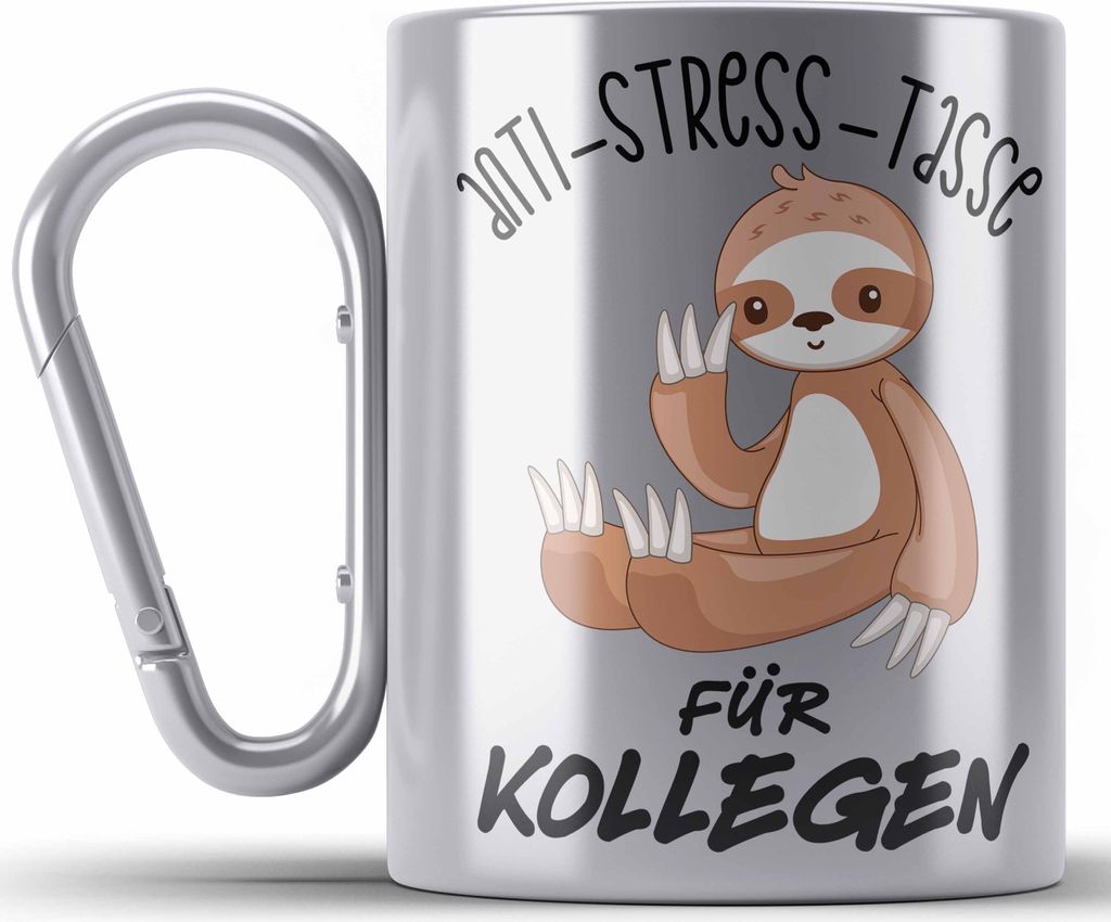 Trendation - Anti Stress Edelstahl Tasse Karabiner für Produktbild 