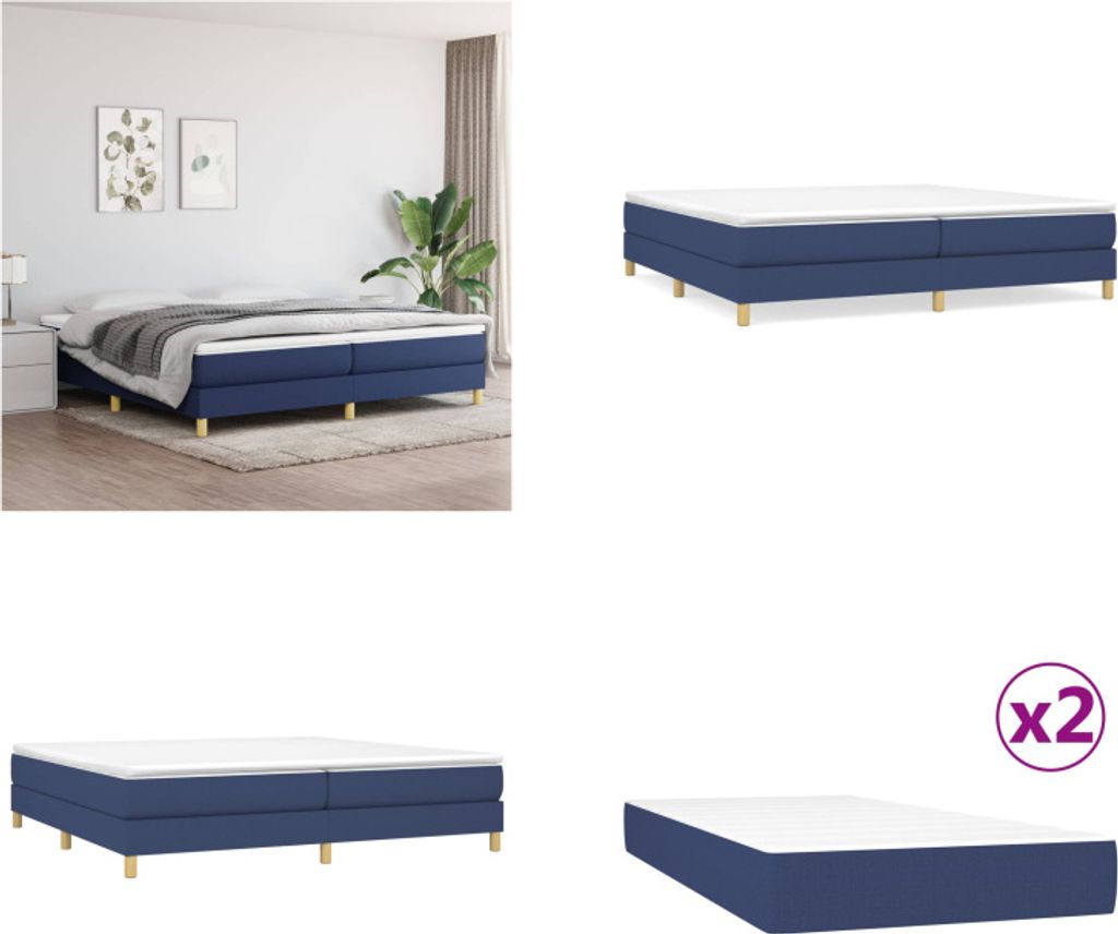 vidaXL Boxspringbett mit Matratze Blau 200x200 cm Stoff - Boxspringbett - Boxspringbetten - Bett - Schlafzimmermöbel