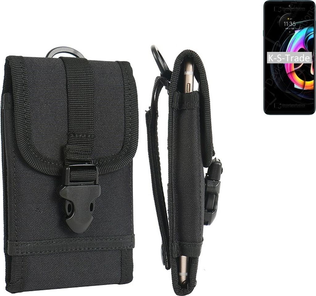 K-S-Trade Holster Handy Hülle kompatibel mit Motorola Edge 20 Fusion Holster Handytasche Gürtel Tasche Schutz Hülle Robust Outdoor schwarz