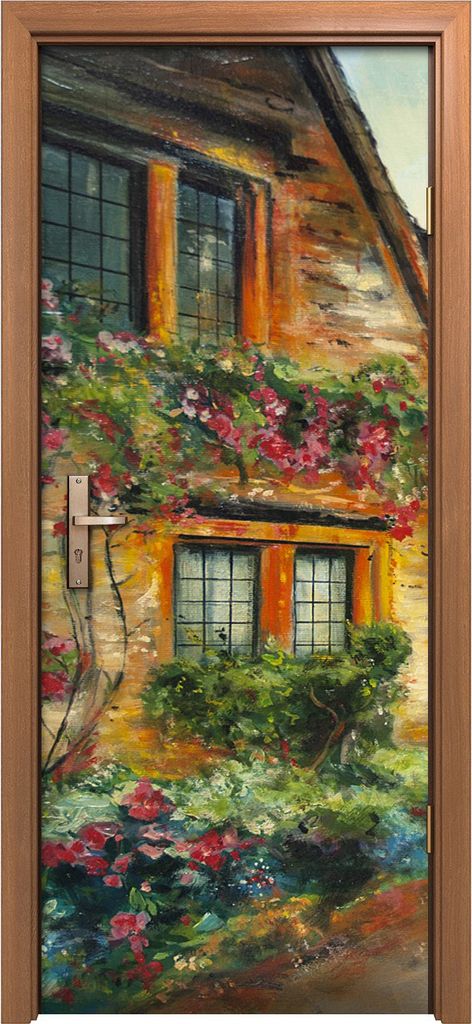 Türposter 80x200 cm Türaufkleber Türtapete Türfolie Klebefolie Kunst Bild Dorf bunte Straße Häuser