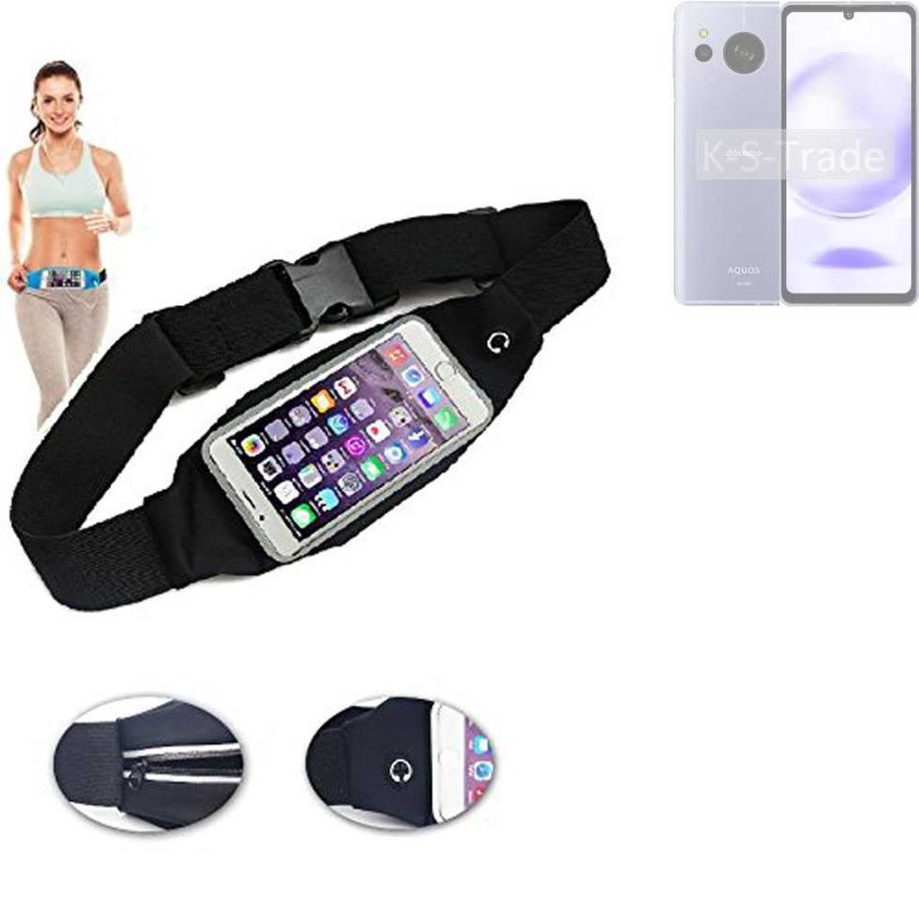 K-S-Trade Jogging-Armband kompatibel mit Sharp Aquos Sense8 Gürteltasche Umhängetasche Bauchtasche schwarz Sport Running Jogging Fitness Laufen
