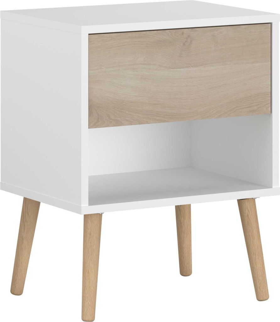 Nachttisch Hardy 44cm 1 Schublade - Molke/Eiche