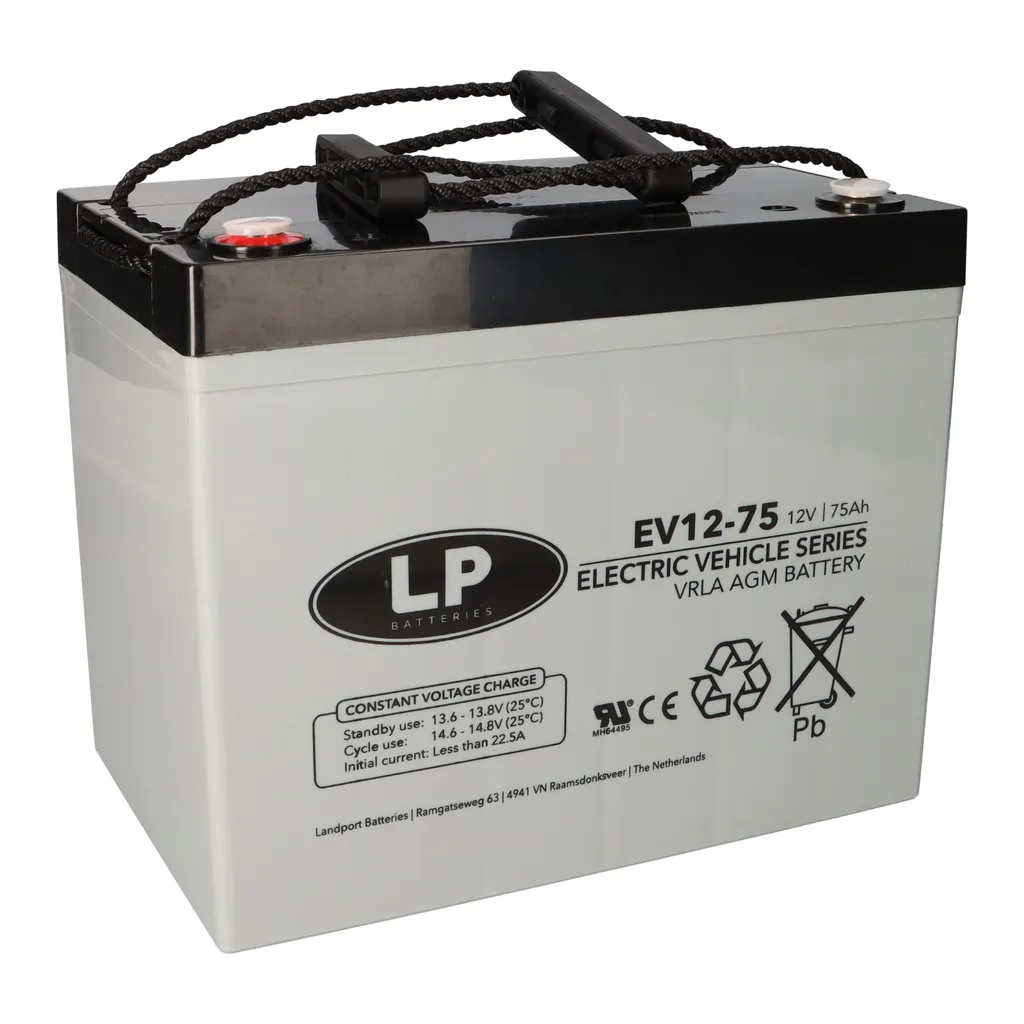 Batterie 12V 75Ah pour Camping-car et Solaire Landport VRLA-EV12-75 AGM