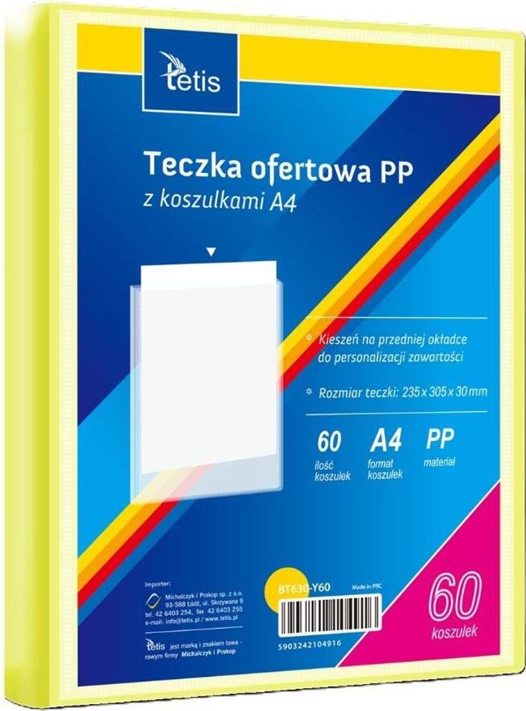 A4-Angebotsmappe aus PP + 60 Einsteckhüllen, gelb – Tetis