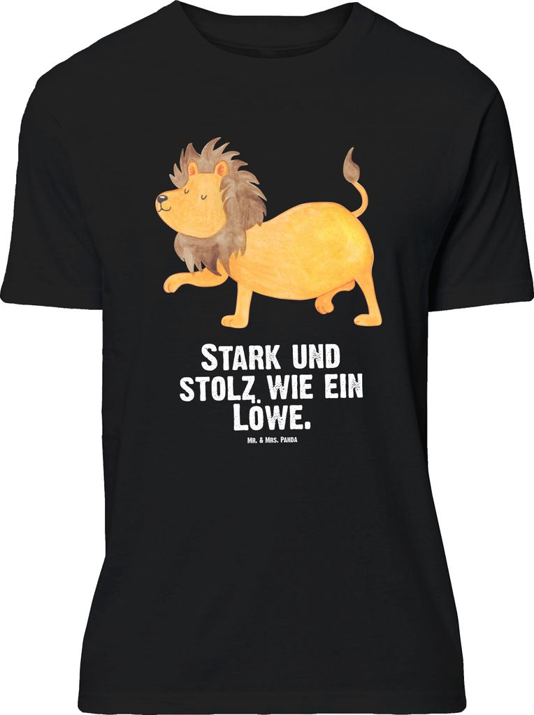 Mr. & Mrs. Panda Größe L T-Shirt Sternzeichen Löwe - Schwarz - Geschenk, Geburtstag Juli, König Der Tiere, August, mit Spruch, Tshirt, Shirt