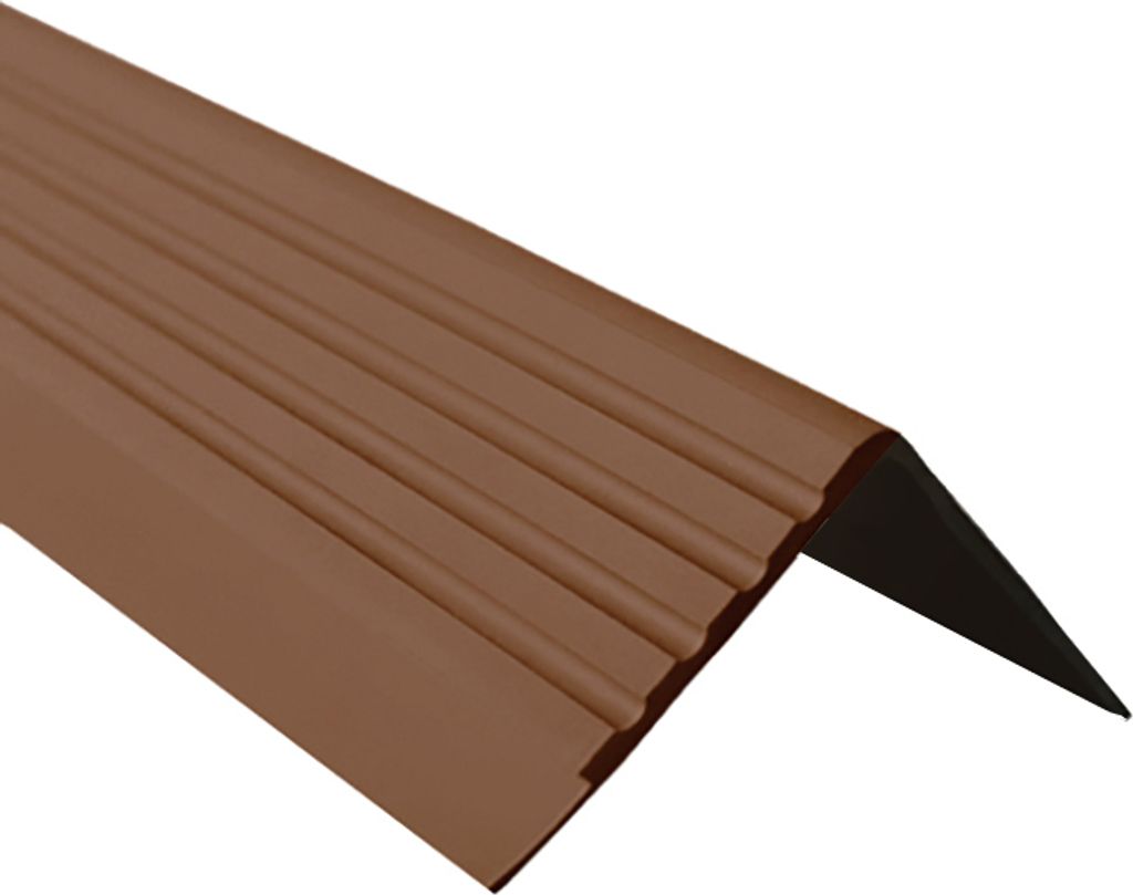 QUEST Treppenkantenprofil 62x40mm, 1.5m, Treppenprofil PVC für Treppenstufen, Treppenkantenschutz mit Rillen, Antirutsch, RDD, bronze