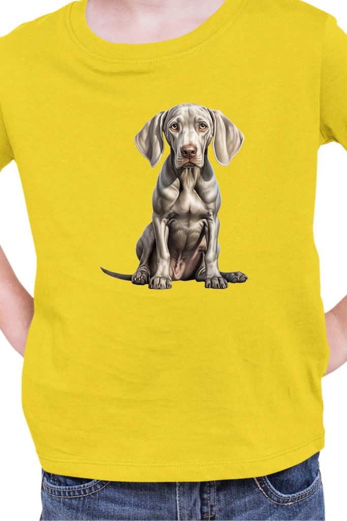 Kinder T-Shirt Dogs Breeds Weimaraner Dog Breed 006, 12-13 Jahr - 152 / Gelb