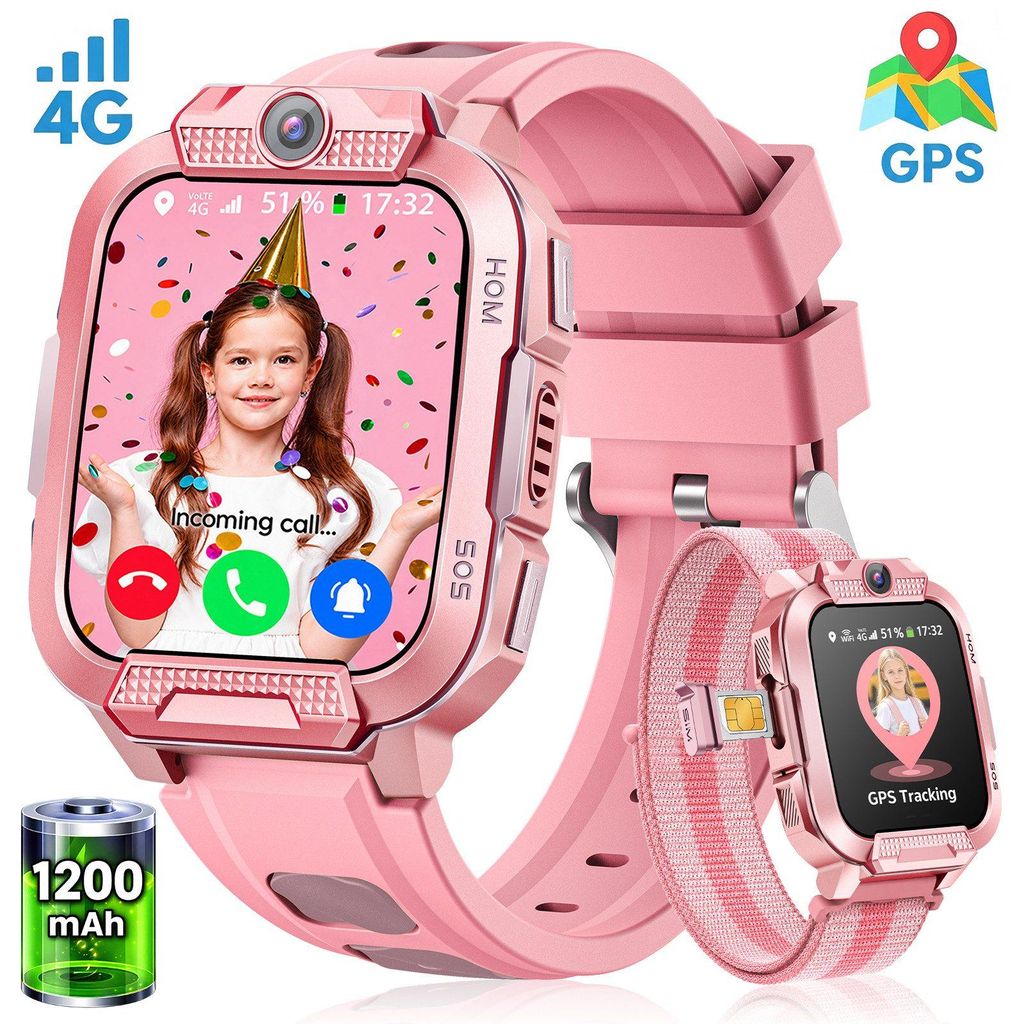 2026 4G Kinder Smartwatch mit GPS Telefon Video SOS für Produktbild 