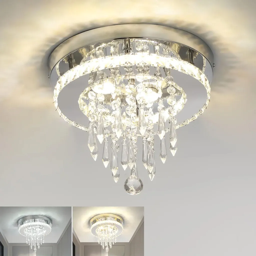 Plafonnier LED variable 20W avec cristaux et changement de couleur