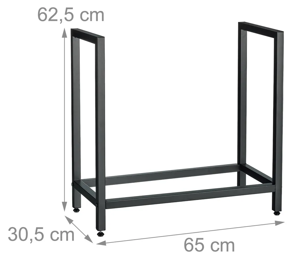 Support bois de cheminée en métal robuste avec structure ouverte et fine