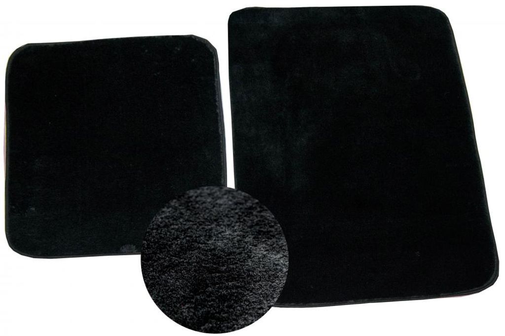 Badteppich WC Teppich Badematten Set 2 teilig waschbar rutschfest in schwarz Größe - 50x60cm + 60x100 cm