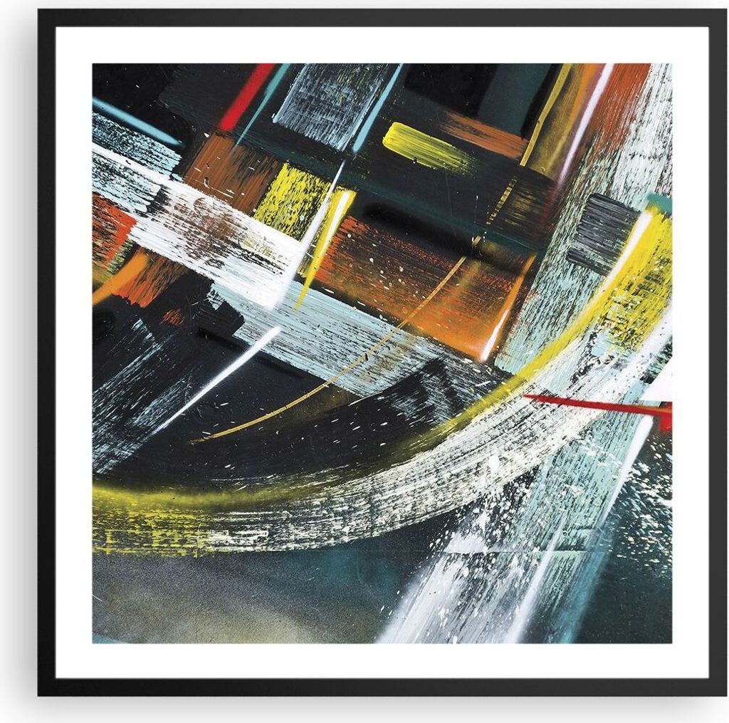 Gerahmtes Poster - Schwarzer Rahmen - Abstraktion Graffiti Bunt - 60x60 cm - Wand Bild - Wanddeko - Wandbilder - Wandposter - Bilderrahmen - Bilder...