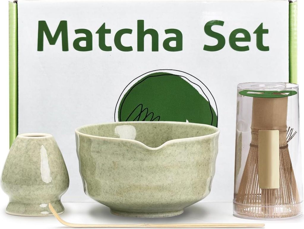 Matcha-Set - Matcha Besen Set - 4-teiliges Matcha-Tea-Set, Matcha-Besen, Matcha-Schale, Chasen und Matcha L?ffel - Matcha Zubeh?r fš¹r die Teezer...