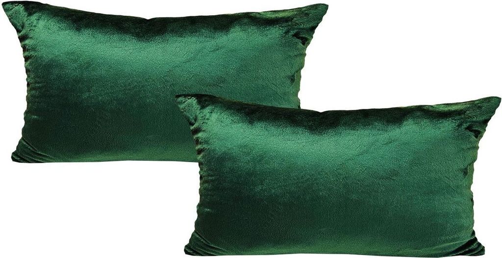 JACK 2er Set Teddy Flausch Kissenhülle Kissenbezug Dekokissen flauschig kuschlig weich, Farbe:Grün, Größe:30 x 50 cm