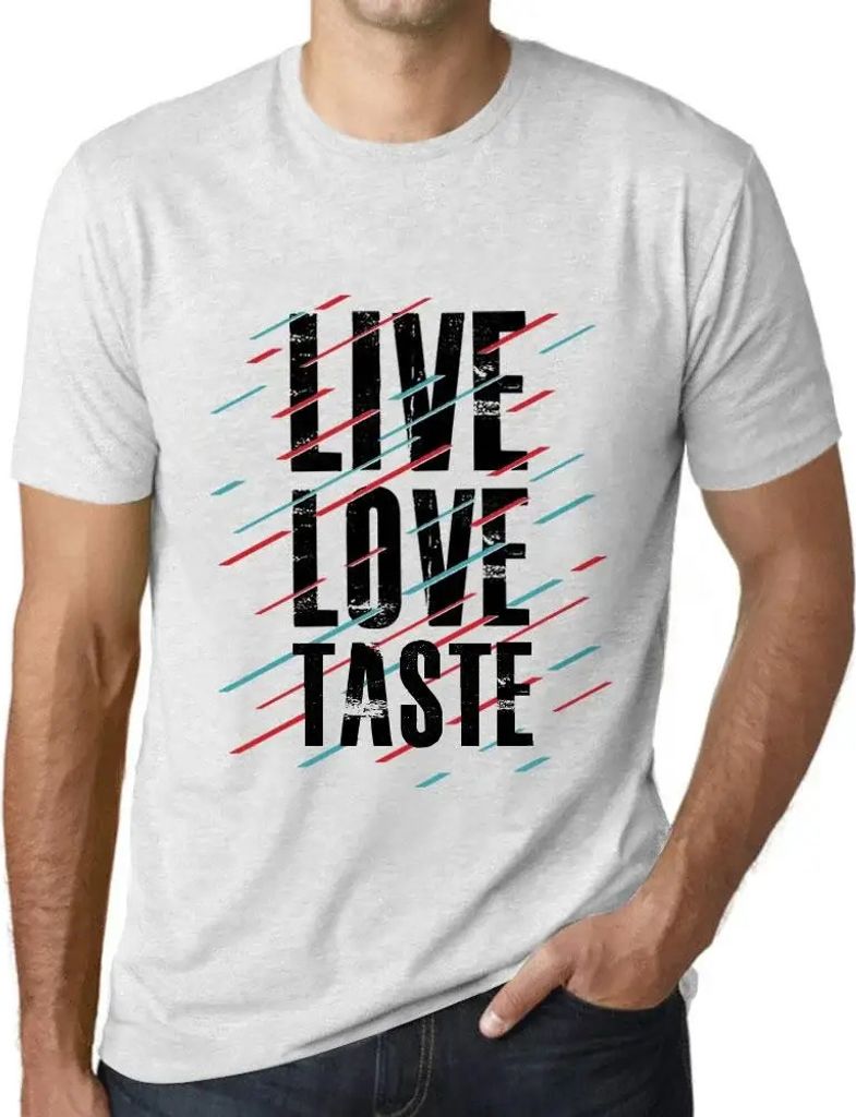 Herren Grafik T-Shirt Liebe & Geschmack leben – Live Love & Taste – Öko-Verantwortlich Vintage Jahrgang Kurzarm Lustige Druck Geburtstag Gesch...