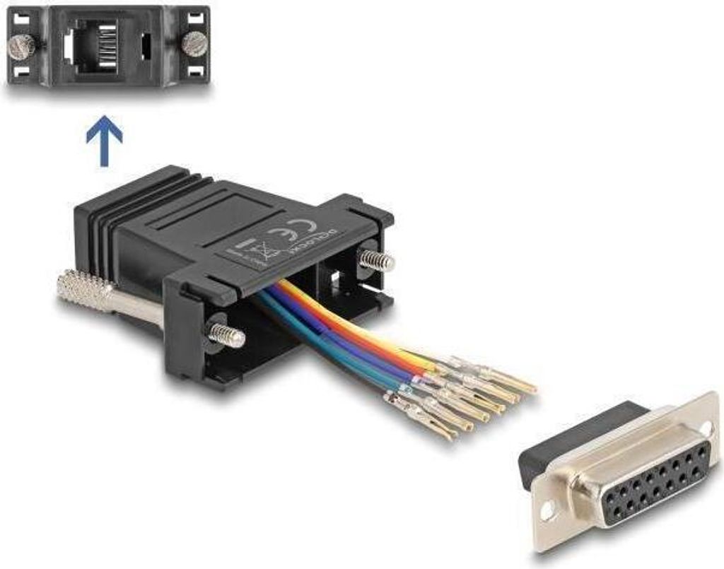 D-Sub 15 Pin Buchse zu RJ12 Buchse Adapter Montagesatz schwarz