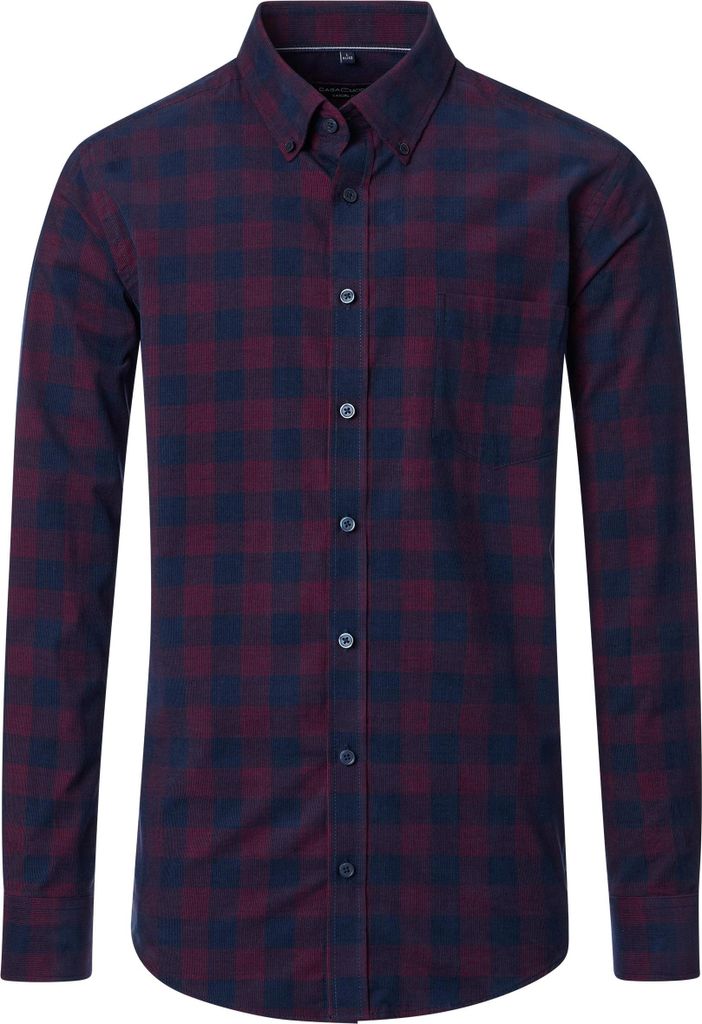 CASAMODA Freizeithemd Langarm Button-Down Casual Cord Rot Karo XL
