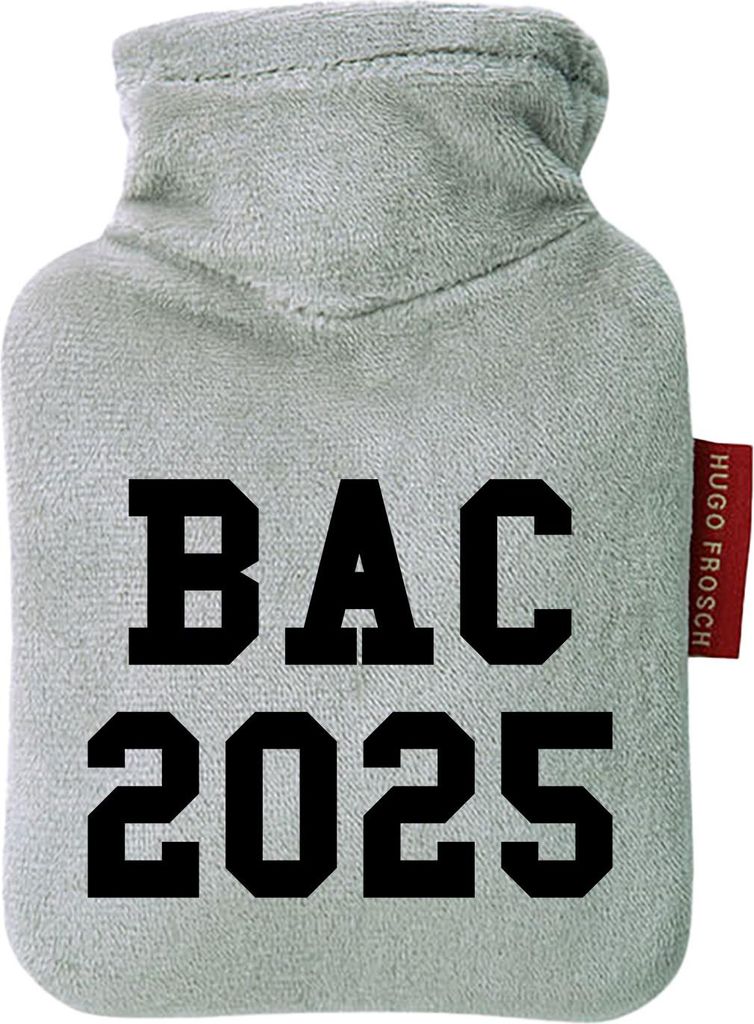 Huuraa Taschenwärmer BAC 2025 Abschluss Frankreich Geschenk 0,2 Liter Grey Mini Veloursbezug BAC 2025 Geschenkidee